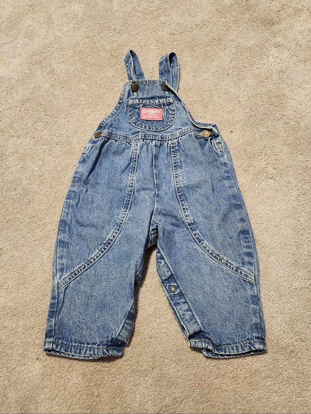OshKosh B'gosh Baby Girl Overalls 12 Months MO Blue Denim Vintage USA Made